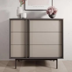 Meubella - Antigo - Ladekast met 3 lades - Beige/Antraciet - 93x43x87 cm New