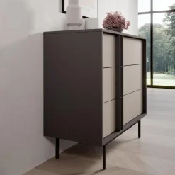 Meubella - Antigo - Ladekast met 3 lades - Beige/Antraciet - 93x43x87 cm New