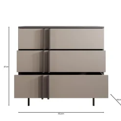 Meubella - Antigo - Ladekast met 3 lades - Beige/Antraciet - 93x43x87 cm New