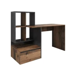 Meubella - Bureau Pierre 2 - Donker eiken - Antraciet - 145 cm Outlet