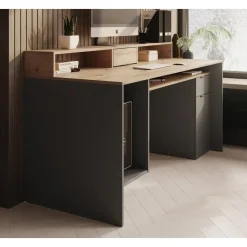 Meubella - Bureau Ryan - Grijs - Eiken - 160 cm Discount