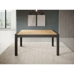 Meubella - Eetkamertafel Acapulco - Eiken - Zwart - 240 cm - Uitschuifbaar Sale
