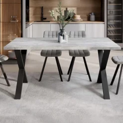 Meubella - Eetkamertafel Berry - Betonlook - 160 cm Outlet