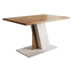 Meubella - Eetkamertafel Brand - Eiken - Wit - 138 cm New
