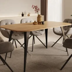 Meubella - Eetkamertafel Flix - Eiken - 160 cm - Uitschuifbaar New