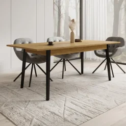 Meubella - Eetkamertafel Monor - Eiken - 200 cm - Uitschuifbaar Outlet