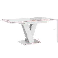 Meubella - Eetkamertafel Moris - Zwart marmerlook - 160 cm - Uitschuifbaar Clearance