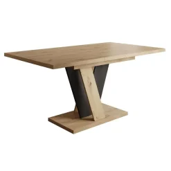 Meubella - Eetkamertafel Velluto - Eiken - Zwart - 160 cm - Uitschuifbaar Best