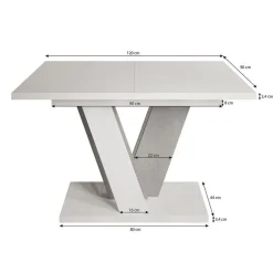 Meubella - Eetkamertafel Velluto - Eiken - Zwart - 160 cm - Uitschuifbaar Best