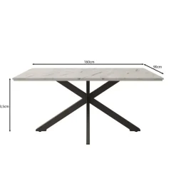 Meubella - Eetkamertafel Wabe - Zwart marmerlook - 160 cm Sale