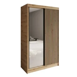 Meubella - Elles - Kledingkast met schuifdeuren - Eiken - 120x60x204 cm Outlet