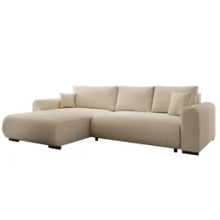 Meubella - Hoekbank Mindin - Beige teddystof - Universeel Best