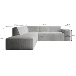 Meubella - Hoekbank Monet - Beige - Fluffy ribstof - Links Outlet