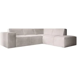 Meubella - Hoekbank Monet - Beige - Ribstof - Rechts Clearance