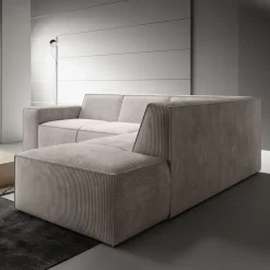 Meubella - Hoekbank Monet - Beige - Ribstof - Rechts Clearance