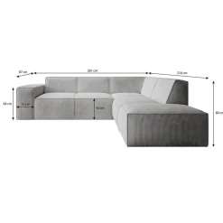 Meubella - Hoekbank Monet - Beige - Ribstof - Rechts Clearance