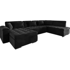 Meubella - Hoekbank Nicoreta - Zwart - Velvet - Links Discount