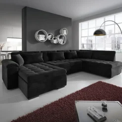 Meubella - Hoekbank Nicoreta - Zwart - Velvet - Links Discount