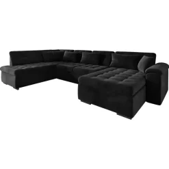 Meubella - Hoekbank Nicoreta - Zwart - Velvet - Rechts Hot