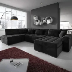 Meubella - Hoekbank Nicoreta - Zwart - Velvet - Rechts Hot