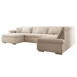 Meubella - Hoekbank Nicoreta - Beige - Teddy Boucle - Links Discount