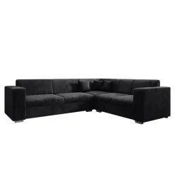 Meubella - Hoekbank Santana - Zwart - Velvet - Rechts Outlet