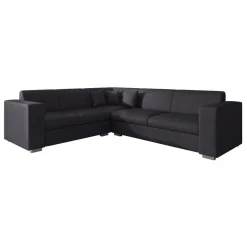 Meubella - Hoekbank Santana - Zwart - Leer - Links Discount