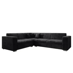 Meubella - Hoekbank Santana - Zwart - Velvet - Links Online