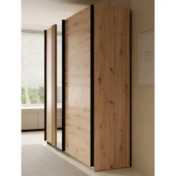 Meubella - Kledingkast Adyson - Eiken - 220 cm - Met spiegel Clearance