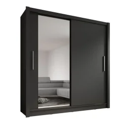 Meubella - Kledingkast Bazarre - Grijs - 205 cm - Met spiegel Outlet