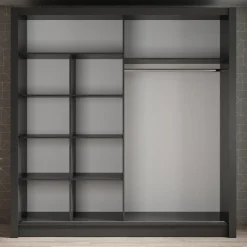 Meubella - Kledingkast Bazarre - Grijs - 205 cm - Met spiegel Outlet