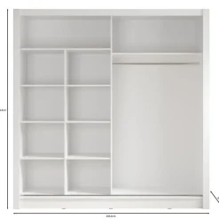 Meubella - Kledingkast Bazarre - Grijs - 205 cm - Met spiegel Outlet