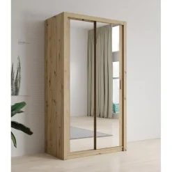 Meubella - Kledingkast Blake - Eiken - 120 cm - Met spiegel Discount