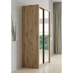 Meubella - Kledingkast Blake - Eiken - 120 cm - Met spiegel Discount