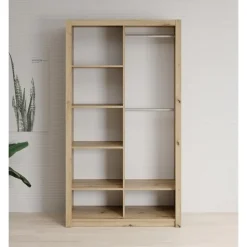 Meubella - Kledingkast Blake - Eiken - 120 cm - Met spiegel Discount