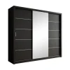 Meubella - Kledingkast Blake - Mat Zwart - 250 cm - Met spiegel