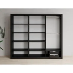 Meubella - Kledingkast Blake - Mat Zwart - 250 cm - Met spiegel