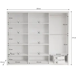 Meubella - Kledingkast Blake - Mat Zwart - 250 cm - Met spiegel