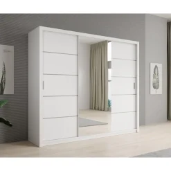 Meubella - Kledingkast Blake - Wit - 250 cm - Met spiegel Hot