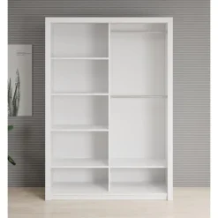 Meubella - Kledingkast Blake - Wit - 150 cm - Met spiegel Hot