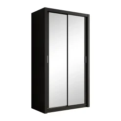 Meubella - Kledingkast Blake - Mat Zwart - 120 cm - Met spiegel
