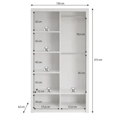 Meubella - Kledingkast Blake - Mat Zwart - 120 cm - Met spiegel