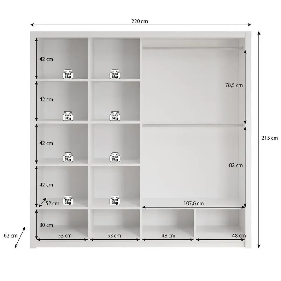 Meubella - Kledingkast Blake - Mat Zwart - 220 cm Best