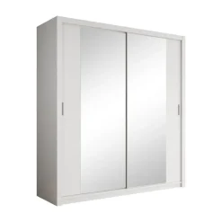 Meubella - Kledingkast Blake - Wit - 200 cm - Met spiegel Online