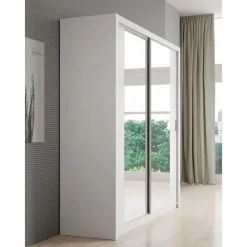 Meubella - Kledingkast Blake - Wit - 200 cm - Met spiegel Online