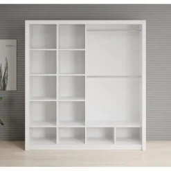 Meubella - Kledingkast Blake - Wit - 200 cm - Met spiegel Online