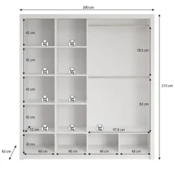 Meubella - Kledingkast Blake - Wit - 200 cm - Met spiegel Online