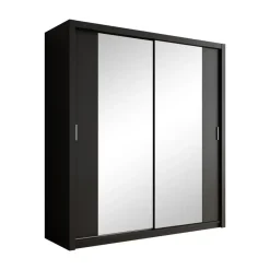 Meubella - Kledingkast Blake - Mat Zwart - 200 cm - Met spiegel