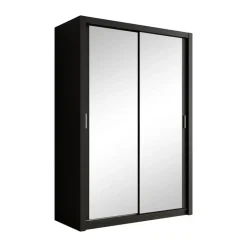 Meubella - Kledingkast Blake - Mat Zwart - 150 cm - Met spiegel Hot