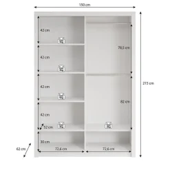Meubella - Kledingkast Blake - Mat Zwart - 150 cm - Met spiegel Hot